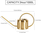 34oz/1L Stainless Steel Watering Can, Rust-Proof Indoor/Outdoor Watering Can for House Plants, Long Spout Water Can for Succulent Bonsai Garden Flowers (Gold Color)
