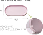 Pink Small Tray (10 inch), Oval Tray for Bathtub Bathroom Vanity Items, Countertop Organizer, Soap, Perfume.