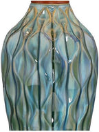 360 Lighting Rocco Mid Century Modern Table Lamp 30" Tall Ceramic Blue Teal Glaze Wood Handmade Linen Drum Shade Decor for Living Room Bedroom House Bedside Home Entryway (Colors May Vary)