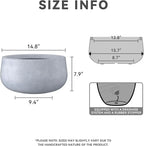 Kante 15.7" Dia Round Concrete Planter, Outdoor Indoor Garden Plant Pots with Drainage Hole and Rubber Plug, Modern Curvaceous Design, Slate Gray