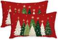 AACORS Christmas Pillow Covers 12X20 Set of 2,Watercolor Christmas Tree Stars Decoration Holiday Farmhouse Winter Pillow Case for Sofa Couch Decor（Red） AA231-12-2