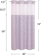 Boho Lavender Woven Fabric Shower Curtain 36 x 74 Modern Farmhouse, No Hooks Tufted Chevron Striped Shabby Chic Textured, Minimalist Cloth Curtain for Bathroom, Hotel Decor
