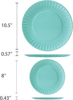 TP 8-Piece Melamine Plates Set, 10.5" & 8" Lightweight Reusable Dinner Plates for Picnic, Party & Outdoor Dining, Unbreakable Dishwasher Safe Tableware, Teal