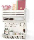 Key Holder, Wall Mounted Mail Organizer, Keys Holder on Wall with 9 Key Hooks, Cream-Colored