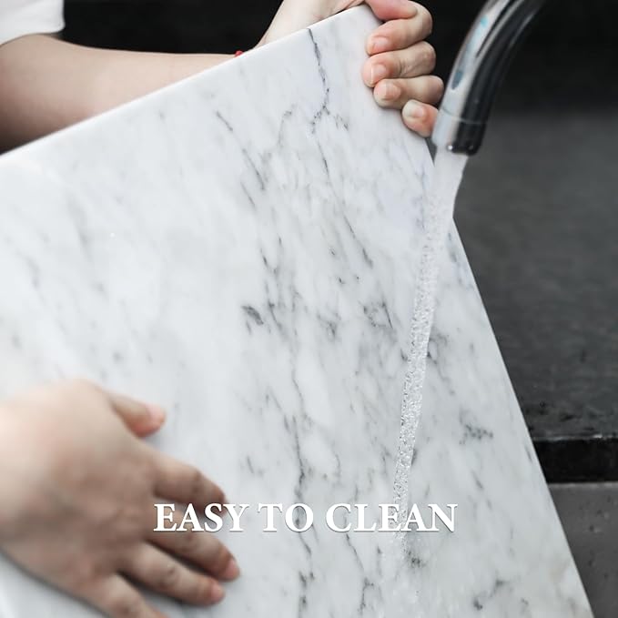 Koville Italian Carrara Marble Cutting Board for Kitchen, 16x20inch Extra Large Hand Crafted Marble Slab for Cheese, Charcuterie, Pastry Board - Wedding Gift, House Warming Gift