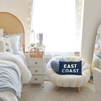 Coastal Throw Pillow Cover 12x20, Navy Blue Preppy East Coast Coquette Decor for Girls Room College Sofa Couch, Trendy Retro Dorm - Navy Blue