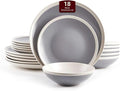 Rock Ridge Speckled Stoneware Dinnerware Set (18pc Set, Light Grey and Ivory)