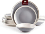 Rock Ridge Speckled Stoneware Dinnerware Set (18pc Set, Light Grey and Ivory)