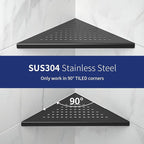 8'' Corner Shower Shelf 2 Pack, 304 Stainless Steel Grout in Bathroom Shelves, Recessed Shelf Rack for Tiled Wall, No Drilling Needed (8'', Black)