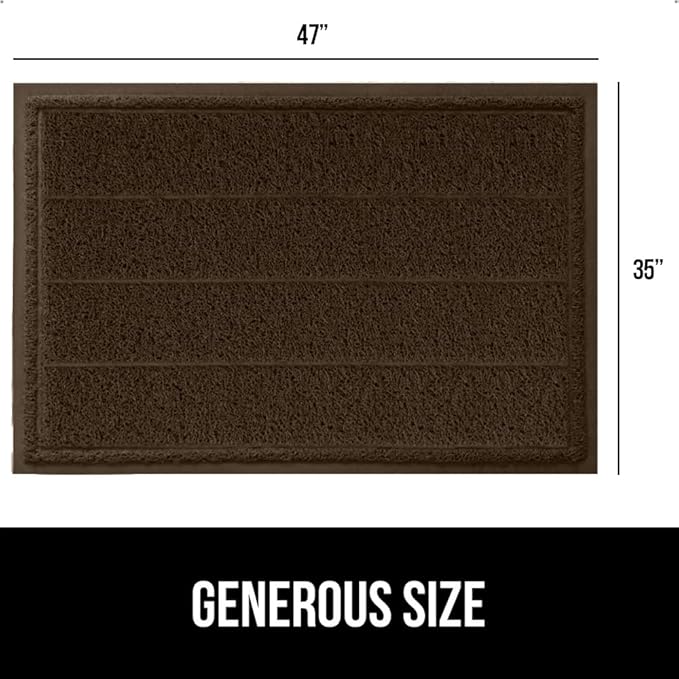 GORILLA GRIP Dirt Grabber Mesh Doormat, Low-Profile, Stain and Fade Resistant Heavy Duty Quick Dry Striped Doormats, Mats for Indoor or Outdoor Entry, Shoe Scraper, Garage Entrance Mat 47x35, Brown
