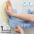 LEVERLOC Corner Shower Caddy Suction Cup, Shower Caddy Basket Powerful Suction Bathroom, Waterproof & Rustproof Organizer for Bathroom Storage, No-Drilling Removable (Blue)