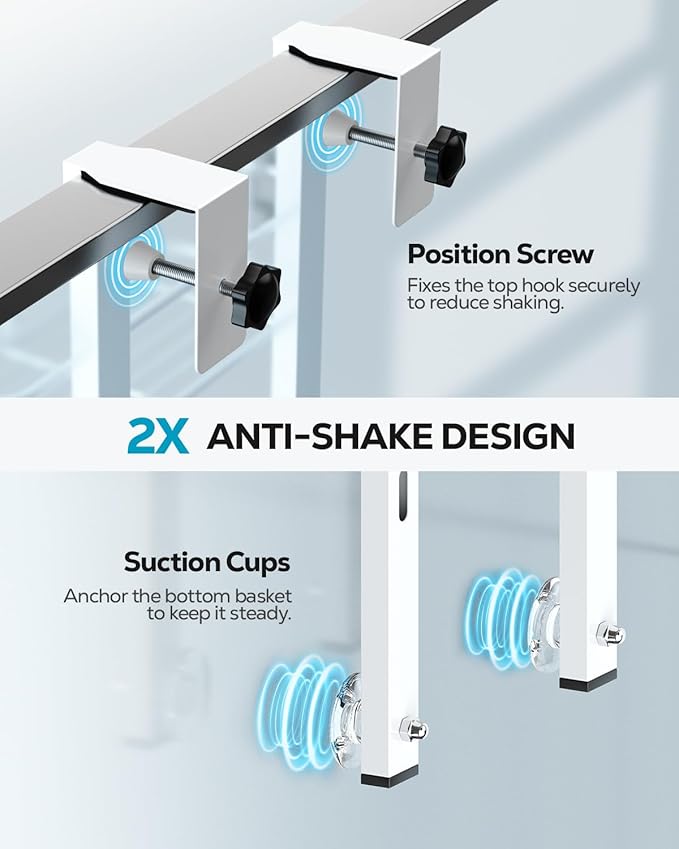 Nieifi Over the Door Shower Caddy, Adjustable 3 Tier Hanging Shower Organizer with Soap Holder Bathroom Shelves with Hooks, White