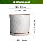 Ceramic Pots for Plants 12 Inch - Large Ceramic Planters for Indoor Plants Outdoor Modern Flower Pot with Drainage Holes and Saucer for Office Garden Patio White