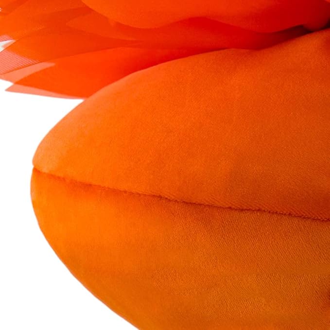 Handmade 3D Flower Round Velvet Throw Pillows Aesthetic Decorative Sunflower Accent Pillows Cute Soft Floral Cushion for Couch Bed Chair Car Living Room Bedroom Home Decor 12Inch Orange Red