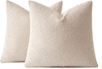MIULEE 22x22 Inch Decorative Euro Sham Throw Pillows for Bed Set of 2 Textured Boucle Neutral Winter Throw Pillow Covers Oatmeal Accent Solid Euro Couch Pillowcases Sofa Livingroom Home Decor