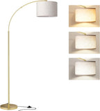SUNMORY Arc Floor Lamp with 3 Color Temperature, Modern Floor Lamp with 9w A19 LED Bulb, 75″ Height Tall Lamp for Living Room with Hanging Drum Shade & Weighted Base. Arched Standing Lamp for Bedroom