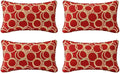 Outdoor Decorative Pillows Pack of 4, 20" x 12" Outdoor Pillow Set for Couch Bed Throw Patio Sofa, Circle Red
