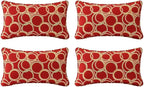 Outdoor Decorative Pillows Pack of 4, 20" x 12" Outdoor Pillow Set for Couch Bed Throw Patio Sofa, Circle Red