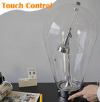 Bofea-Modern Glass Table Lamp,Desk Lamp for Home Office,Globe Nightstand Lamps with Clear Glass Shade,Touch Control Reading Light Creative Swing Arm Lamp for Living Room Study Room Decorative