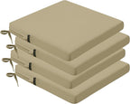 idee-home Outdoor Chair Cushions Set of 4, 19" x 19" Outdoor Seat Cushion Waterproof Patio Furniture with Ties, Dining Chair Pads