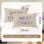 Coastal Throw Pillow Cover 12x20, Preppy West Coast Coquette Decor for Girls Room College Sofa Couch, Trendy Retro Dorm - West Coast