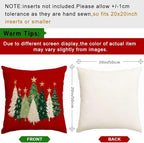 RABUSOFA Christmas Tree Pillow Covers 20x20 Inch,Watercolor Xmas Winter Decor Stars Red Holiday Cushion Case Decoration for Home Sofa Couch (Red, 20" x 20" (Pack of 1))