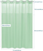 Mint Green Long No Hook Shower Curtain with Snap in Liner,230GSM Waffle Weave Shower Curtains for Bathroom,71W x 86H