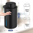 2 Pack Automatic Liquid Soap Dispenser, 13.5oz Touchless Electric Hand Soap Dispenser, Rechargeable Liquid Pump for Bathroom or Kitchen Sink, Waterproof Design (Black)