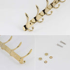 Coat Rack Wall Mounted - 5 Tri Hooks, Heavy Duty, Metal Coat Hook Rail for Coat Hat Towel Purse Robes Mudroom Bathroom Entryway, Gold