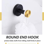 APLusee Black Gold Robe Towel Hook, Stainless Steel Coat Hanger, Clothes Holder for Bath Toilet Accessories, Wall Mounted