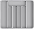 Kitsure Cutlery Drawer Organiser for Kitchen - Adjustable Cutlery Tray for Effortless Utensil Sorting, Versatile Kitchen Storage & Organisation Solution, 12.13" x 1.54" x 8.07"~13.90", Light Grey