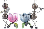 Sungmor 15" Tall Ants Planter, 2PC Pink & Blue Pack, Lovely Ant Statue Metal Flowerpots, Vintage Color Painted Lifelike Decorative Garden Pots, Adorable Animal Plant Pots, Planters for Outdoor Plants