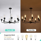 VINLUZ 8-Light Oil-Rubbed Chandelier with Clear Glass Shades, E26 Base Modern Pendant Light Fixture, Adjustable Swivel Heads Ceiling Lighting, Farmhouse Chandelier for Dining Room Kitchen Hallway