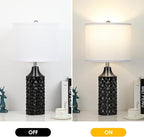 Ceramic Table Lamps Set of 2, Modern Bedside Lamp 25" Nightstand Lamp 3-Way Dimmable Lamp for Bedroom Living Room End Table Lamp Farmhouse Lamp Side Table Lamp, Bulbs Included (25 inch, Black)