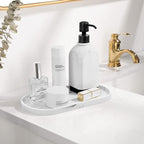 Luxspire Vanity Tray, Toilet Tank Oval Storage Tray, Resin Soap Tray Bathtub Tray, Bathroom Countertop Organization, Vanity Organizer for Candles, Soap, Towel, Plant, Medium, 11.4 Inch, Marble White