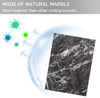 Natural Marble Cutting Board, Marble Pastry Board for Kitchen with Non-Slip Feet, Black with White Vein 16x12x0.7 Inch