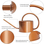 40 oz Decorative Copper Colored Galvanized Steel Watering Can - Easy Pour Gooseneck Spout for Indoor Plant Watering (Bronze)