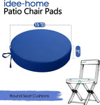 idee-home Outdoor Bistro Chair Cushions, 15”x15”x 3” Thick Outdoor Round Seat Cushions Set of 2 with Ties, Waterproof Round Patio Furniture for Garden