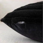 ZLINA Set of 2 Black Faux Fur Decorative Throw Pillow Covers Fluffy Striped Pillowcase Cushion Covers 16 x 16 Inch Decor Sofa Couch Bedroom