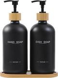 Black Soap Dispenser, Hand Soap, and Dish Soap Dispenser Set Suitable for Kitchen Counter Decor. (Black)