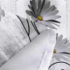 Rustic Farmhouse Shower Curtain, Farm Gray Grey Daisy Floral Flowers and Butterfly on Country Wooden Shower Curtain for Bathroom, Gray White Yellow Shower Curtain with 12PCS Hooks, 48X70IN