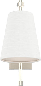 Swing Arm Wall Lamps Set of 2, Fabric Linen Shade, Hardwired Wall Mounted Light Fixture for Bedside, Living Room, Bathroom, Versatile Home Decor (Brushed Nickel)