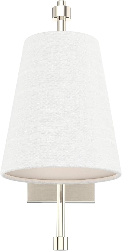 Swing Arm Wall Lamps Set of 2, Fabric Linen Shade, Hardwired Wall Mounted Light Fixture for Bedside, Living Room, Bathroom, Versatile Home Decor (Brushed Nickel)