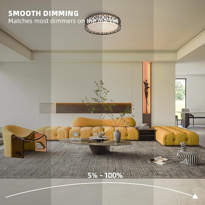 LED Flush Mount Ceiling Light 2 Pack, 14 Inch 20W Dimmable Round Deco Lighting Fixture Oil Rubbed Bronze Finished,1400 Lumens 3000K Warm White, ETL Listed Metal Body White Acrylic Lampshade