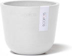 Ecopots Oslo Mini Durable Modern Round Indoor/Outdoor Recycled-Based Composite Flower Pot Planter, Pure White, 4.5"