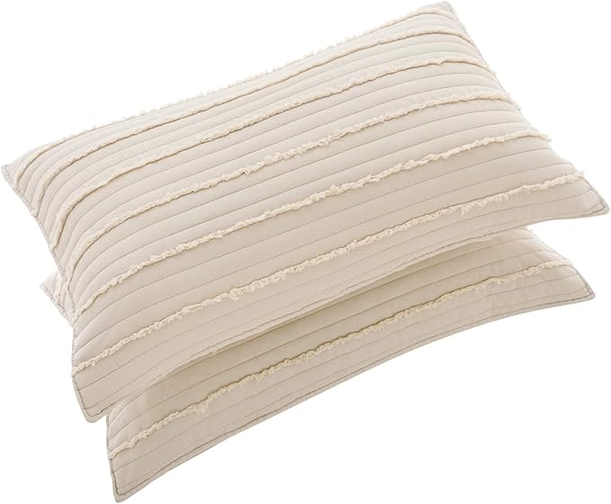 BOSOWOS Standard Size Pillow Shams Set of 2, Ultra Soft Breathable 20 x 26 Inches Pillow Case Envelope Closure, Microfiber Boho Farmhouse Pillowcases for Easy Care, Khaki
