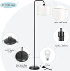 [Upgraded] LED Floor Lamp for Living Room, 3 Color Temperature Floor Lamp with Foot Switch Modern Standing Lamp Tall Pole Floor Reading Lamp for Bedroom, Study Room, Office, 9W Bulb Included, Black