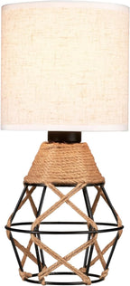 Hamilyeah Boho Table Lamps, Woven Table Lamp for Nightstand with On/Off Switch, Farmhouse Beside Lamp for Bedroom, Industrial Table Lamp for Living Room