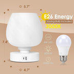 Bedside Table Lamp - Touch Small Lamp for Bedroom Nightstand, 3-Way Dimmable, USB A+C Charging Ports, White Opal Glass Shade, Warm LED Bulb Included