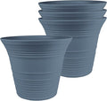 The HC Companies Sedona Round Self-Watering Pot - Lightweight Self Care Planter - Plastic Planter for Herbs & More - Durable Plant Pots for Indoor Plants & Outdoor Plants (7" Slate Blue, Pack of 4)